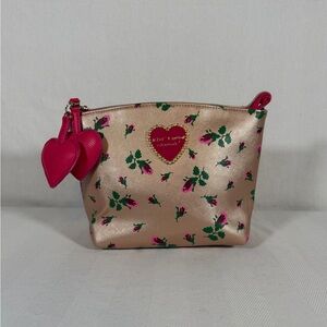 Betsey Johnson Pink and Gold Floral Women's Cosmetic Bag